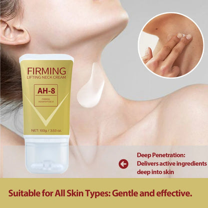 Neck firming cream with roller applicator, 120g container for daily neck skincare treatment