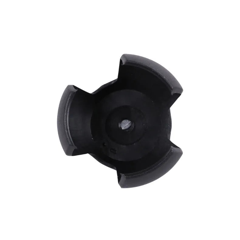 Black golf ball picking device clip shown on a golf bag strap.