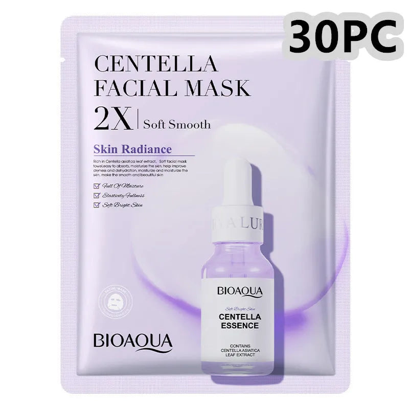 White collagen and hyaluronic acid facial sheet mask in 30g gel format on skin