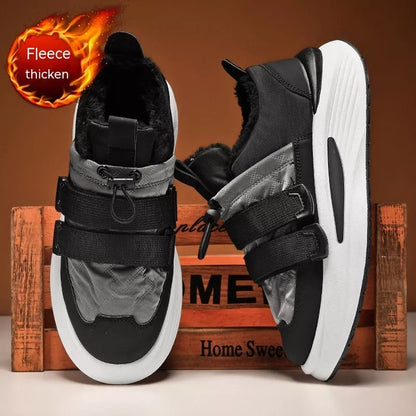 Men's black and grey striped platform sneakers with PVC sole