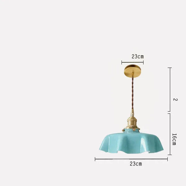 Medieval French brass flower bud chandelier with glass body and adjustable hanging chain