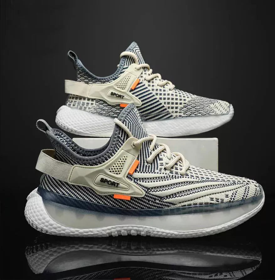 Men's breathable woven mesh platform sneakers in various colours for daily comfort