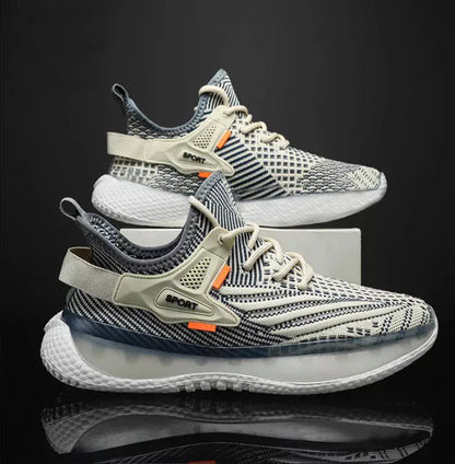 Men's breathable woven mesh platform sneakers in various colours for daily comfort