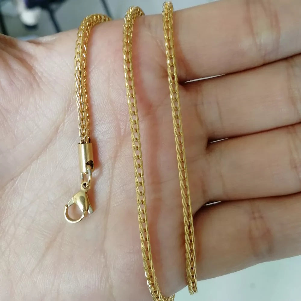 Vacuum electroplated stainless steel chain necklace for men and women, 3mm width