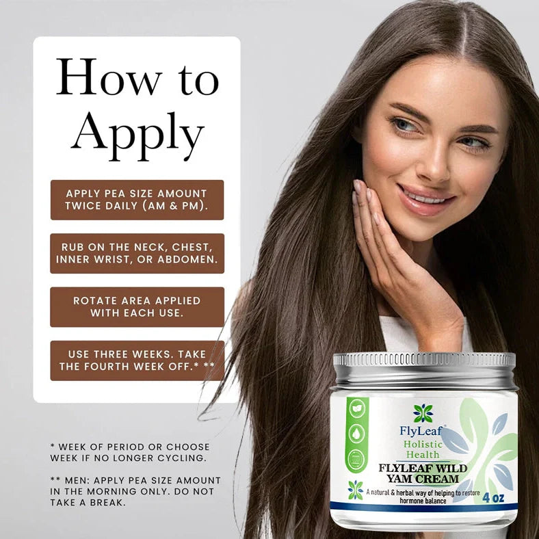 4 oz jar of Natural Formula Organic Yam Cream with Aloe Vera and Red Clover for menopause skincare