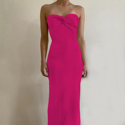 Women's knitted cross off-shoulder dress in various colours