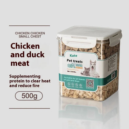 500g chicken freeze-dried cat snack in resealable bag or barrel packaging options