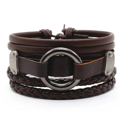 Men's vintage braided leather bracelet, a stylish and durable accessory for any occasion.