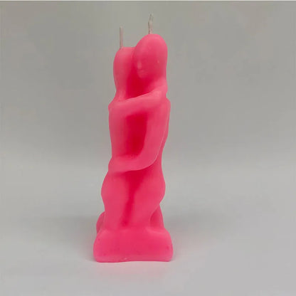 Small red couple hug shaped paraffin wax candle for romantic home decoration