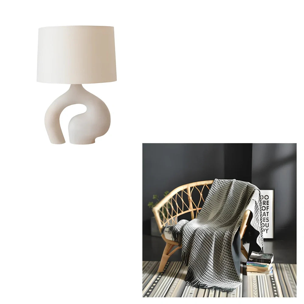 30x45cm Nordic fabric table lamp with resin base and cloth shade for modern interiors
