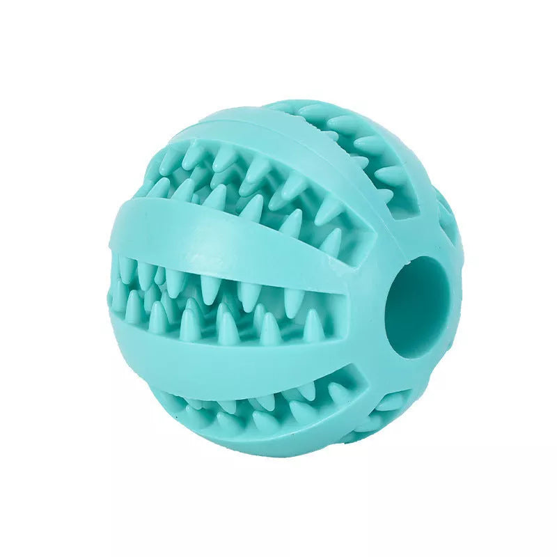 Vibrant watermelon-coloured rubber dog molar toy for durable chewing fun