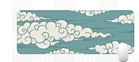 Large Japanese minimalist style desk mat with non-slip rubber base on a wooden desk