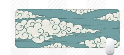 Large Japanese minimalist style desk mat with non-slip rubber base on a wooden desk