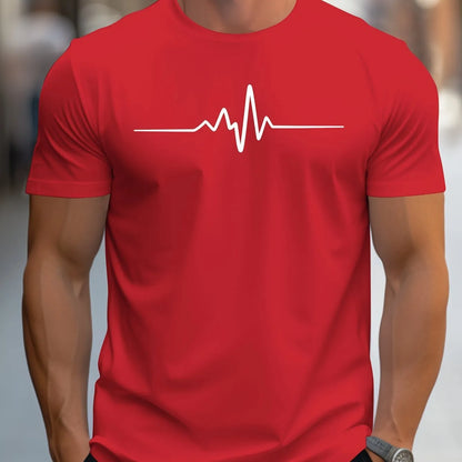 Men's loose fit short sleeve 3D print sports t-shirt in a polyester blend fabric.