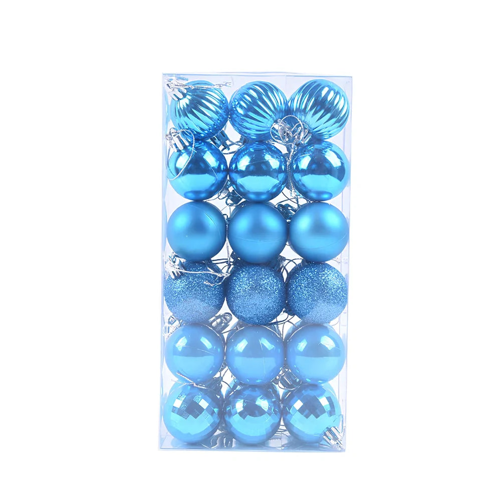 36 Christmas balls in 16 colours including rose gold and champagne gold, 4cm diameter
