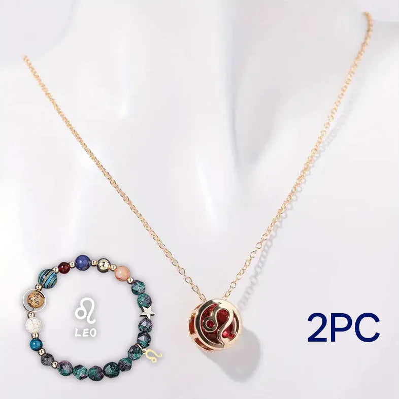 Natural stone beaded necklace and bracelet jewellery set showing 55cm length and 6mm bead size