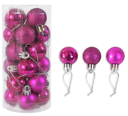 3cm diameter electroplated Christmas baubles in various metallic colours including gold, red and silver
