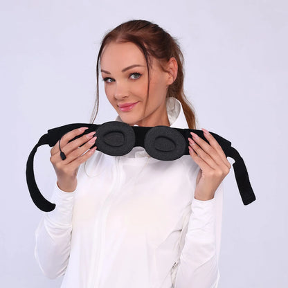 Grey outline Bluetooth sleeping eye mask made from soft polyester fabric.