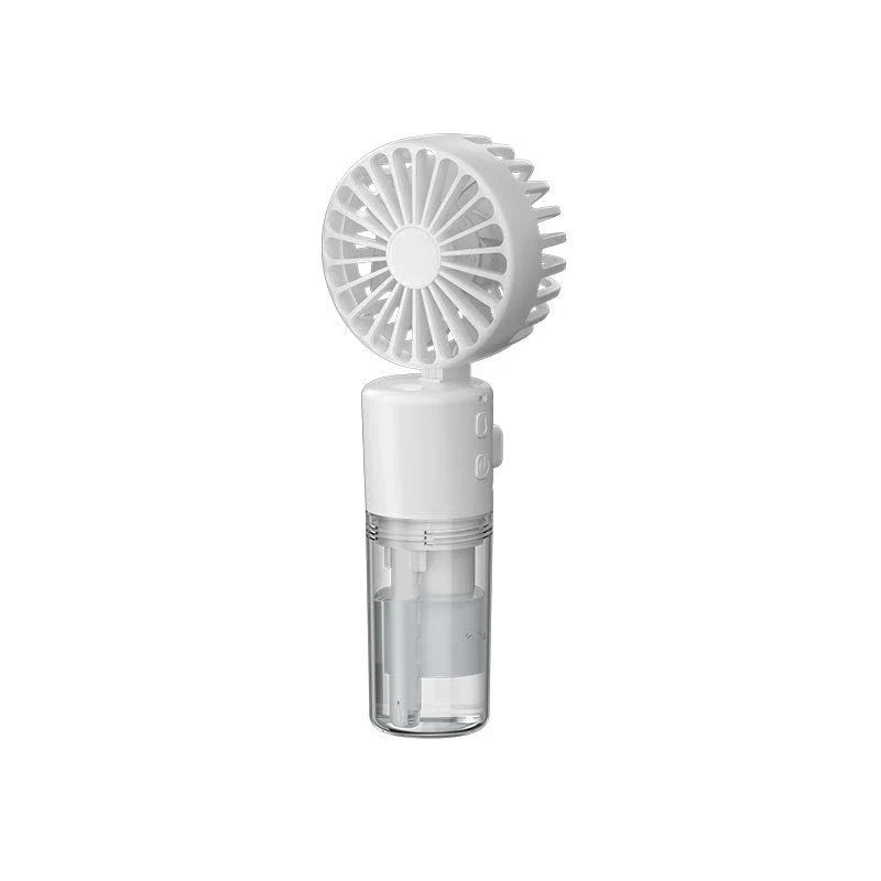 Compact handheld cooling mist fan with 4 adjustable wind speeds, perfect for staying cool and refreshed during the British summer