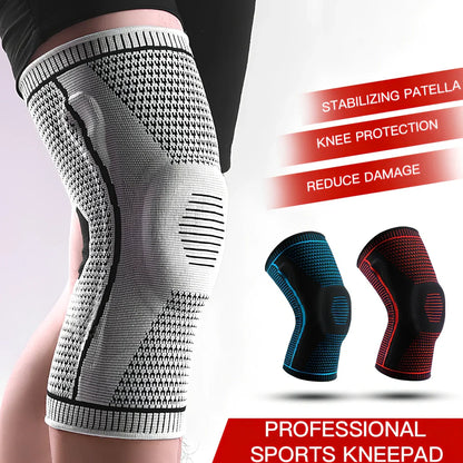 Compression sports knee pads with silicone springs for meniscus protection during basketball and running activities