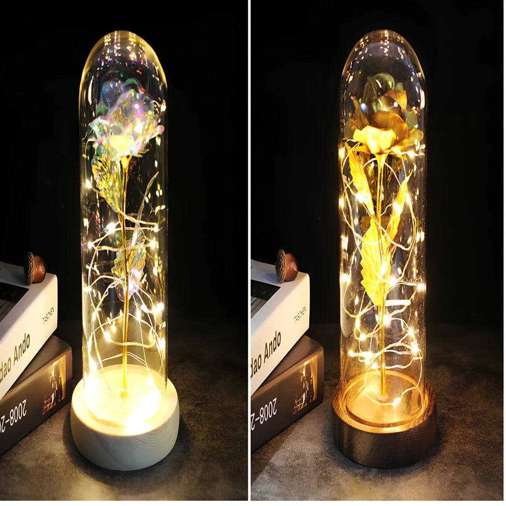 Little Prince Rose Glass Cover with 20cm diameter dome protecting plastic flower arrangement