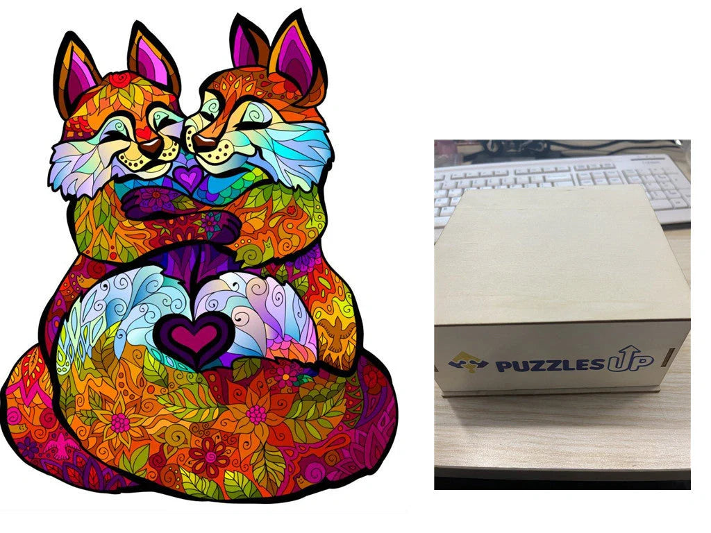 Animal Puzzle Set in A3 size with wooden storage box, vibrant animal designs for educational fun