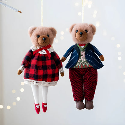 Cloth plush toy couple set showing a gentleman bear and a princess bear in cartoon style.