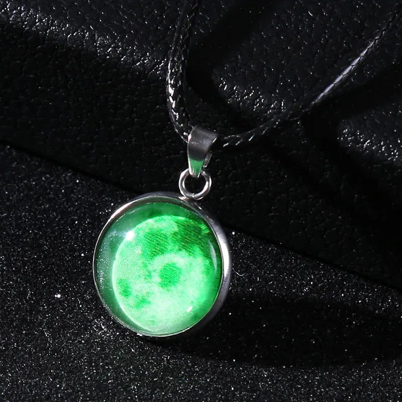 Time Stone luminous alloy necklace with constellation pendant and adjustable chain in various colours