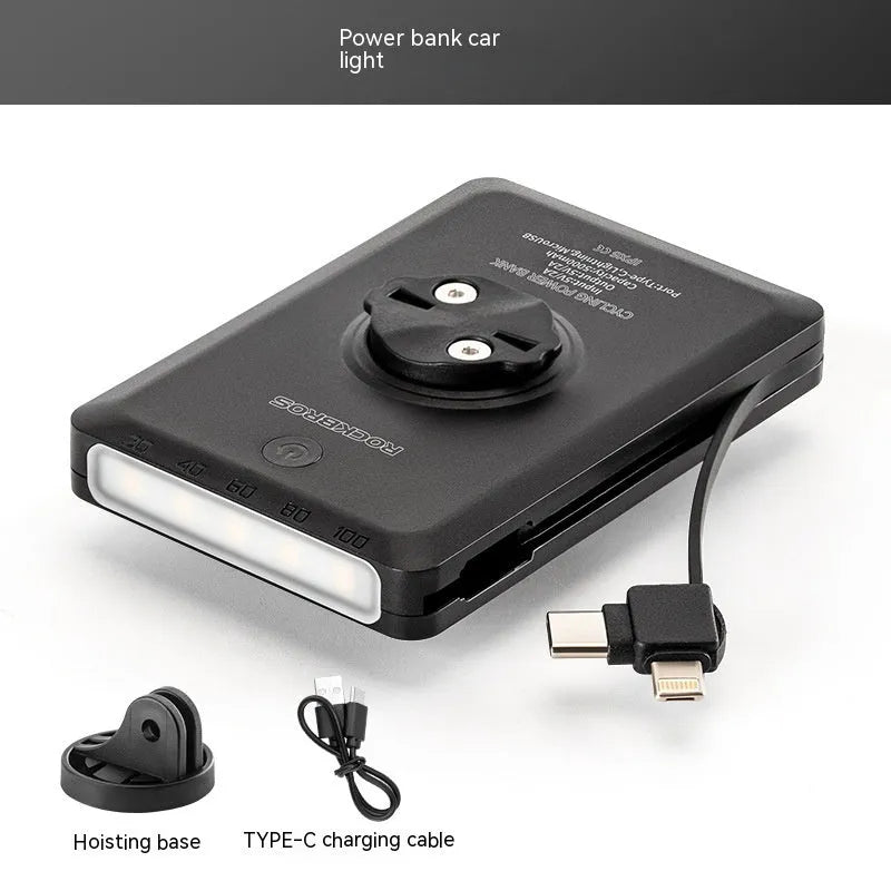 Bicycle light power bank with cable, 5000mAh mobile power bank and car light in mobile power car light colour