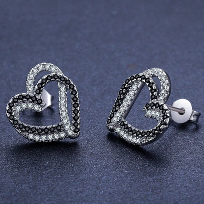Elegant copper double buckle love earrings with heart details