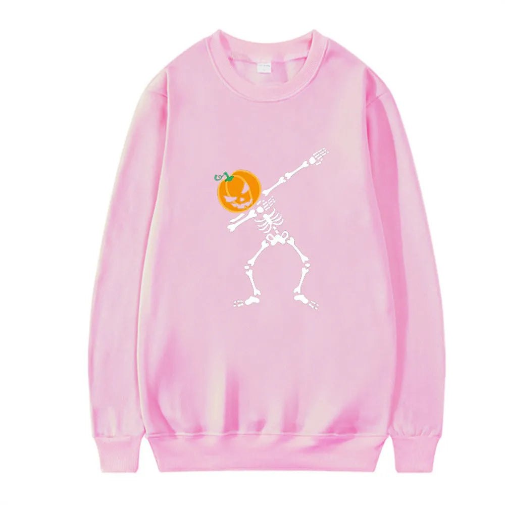 Women's printed crew neck long-sleeve top in cotton-polyester blend fabric for autumn and winter wear