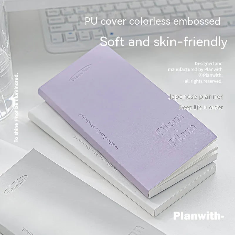 A5 embossed daily metre book notebook with 80 pages of 100g paper, showing cover colour options.
