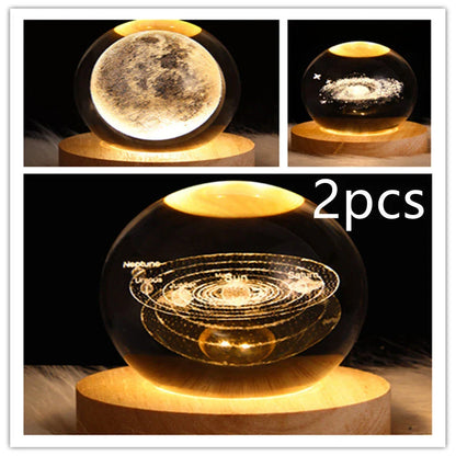 Enchanting galaxy crystal ball night light with 3D pattern, creating a mesmerizing celestial display for bedroom decor