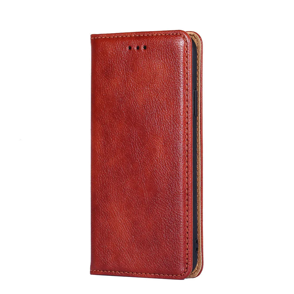 Magnetic leather PU flip phone case for Samsung Note and S Series with card slot and adjustable bracket