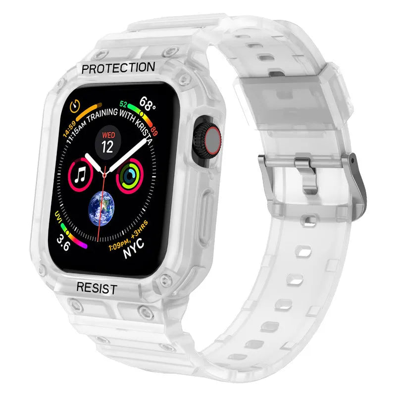 Soft TPU sports strap for Apple Watch Series 8 shown in multiple colour options