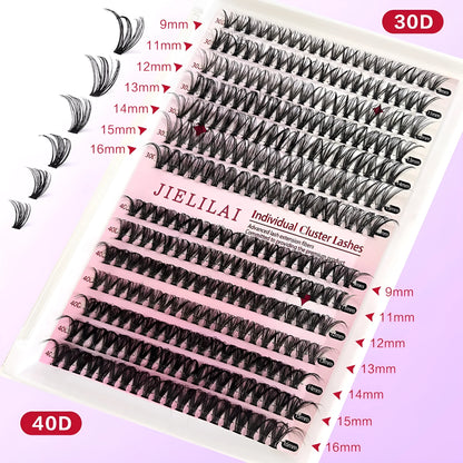 DIY mixed pack of 30D and 40D false cluster eyelashes with tweezers
