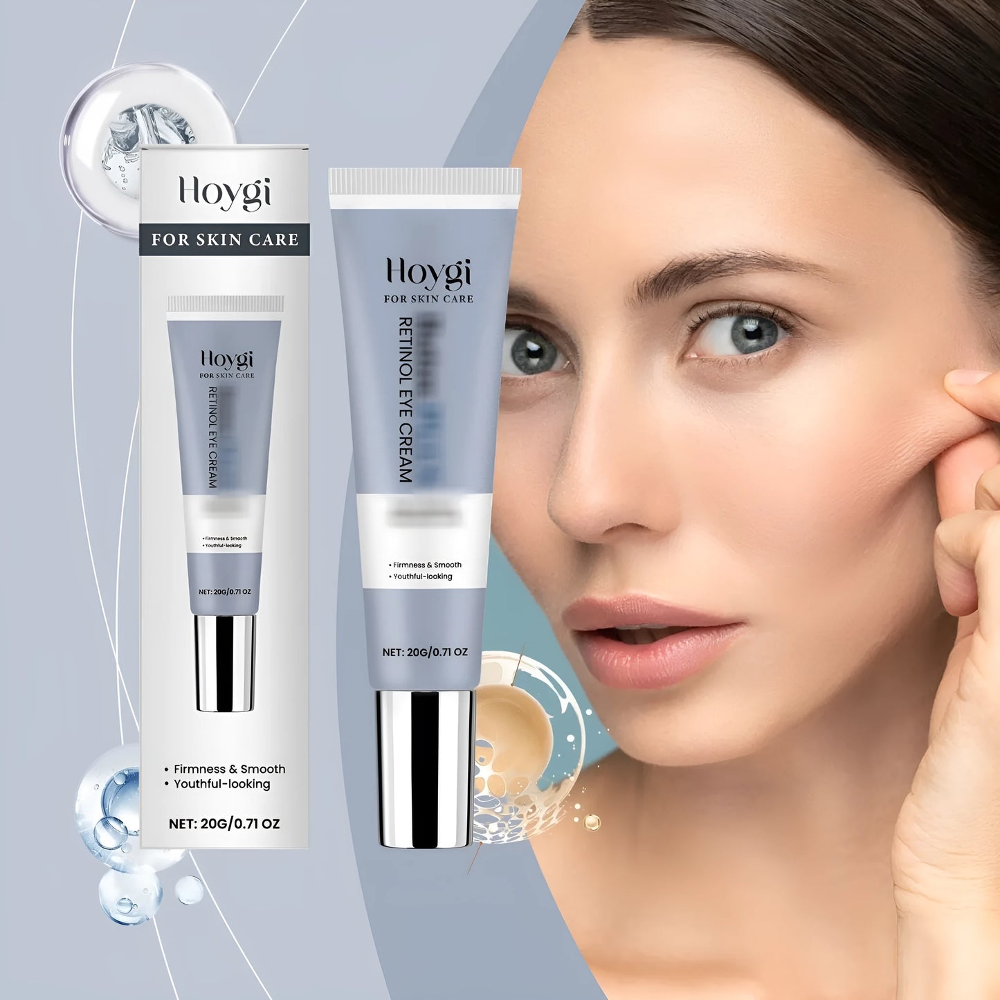 20g retinol eye cream tube measuring 3 x 12.1cm with soft texture formulation