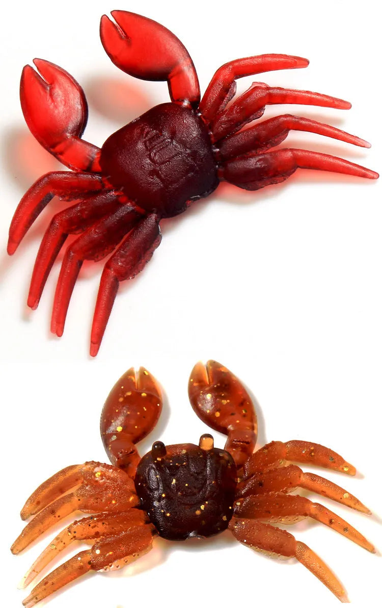 8cm PVC crab fishing lure in red or brown colour for saltwater freshwater fishing