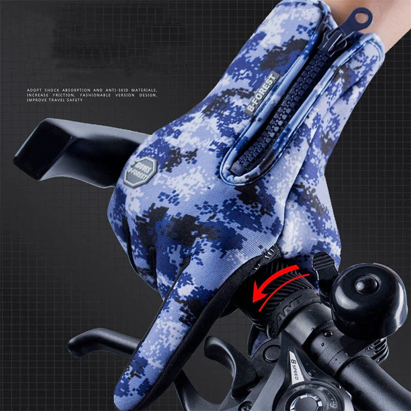 Pair of durable touchscreen-compatible winter riding gloves in various colors