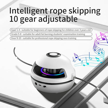 Premium Smart Fitness Jump Rope with Wireless Music, 10-level Speed Adjustment, LED Display, and Non-slip Grip