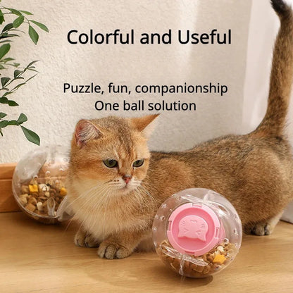 11.5cm diameter blue ABS plastic pet slow feeder ball for cats and small dogs