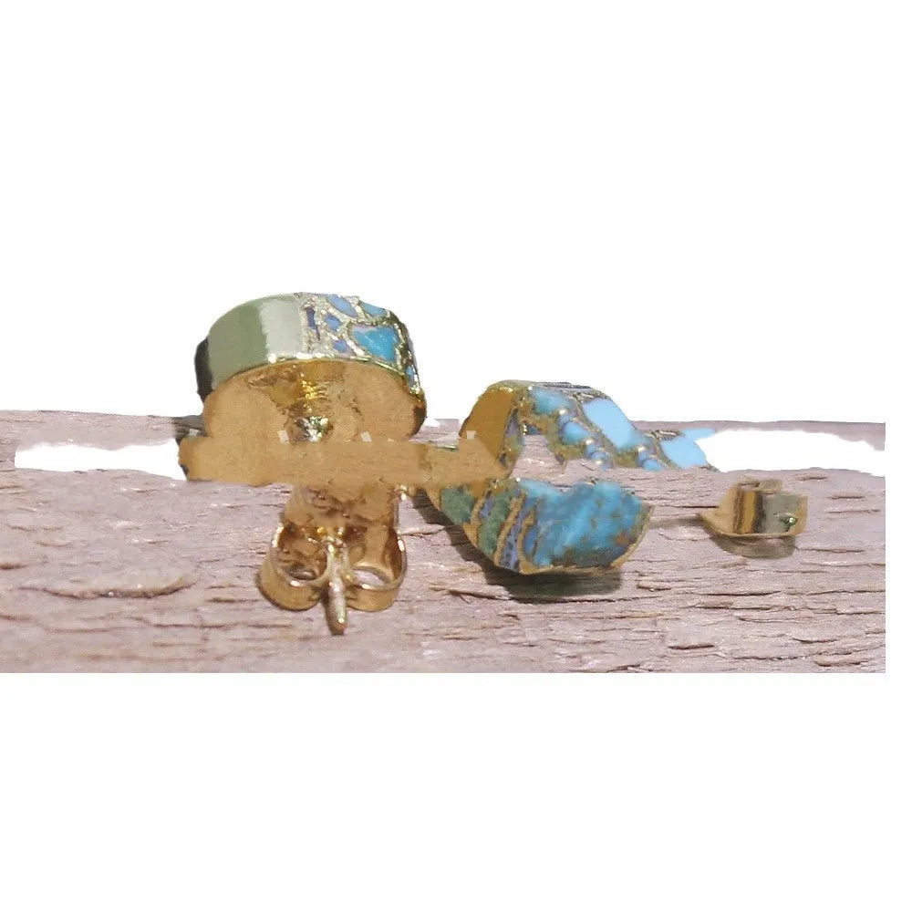 Handmade bohemian style stud earrings made from irregular natural stone in colour ER1031.