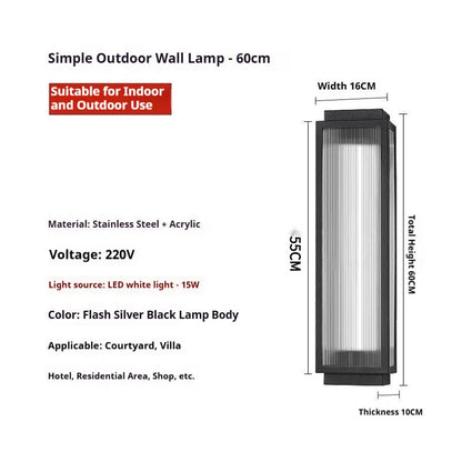 Stainless steel outdoor wall lamp for courtyard and garden lighting in four available sizes