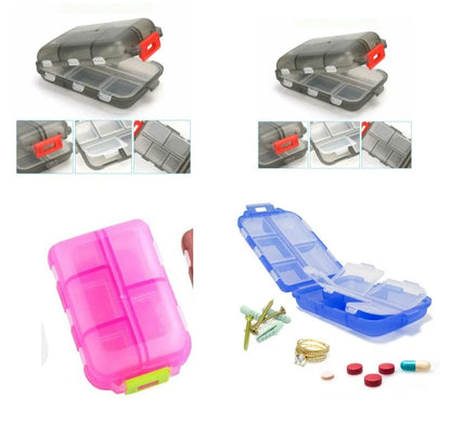 10-Grid Moisture-Proof Travel Pill Organizer in various colors