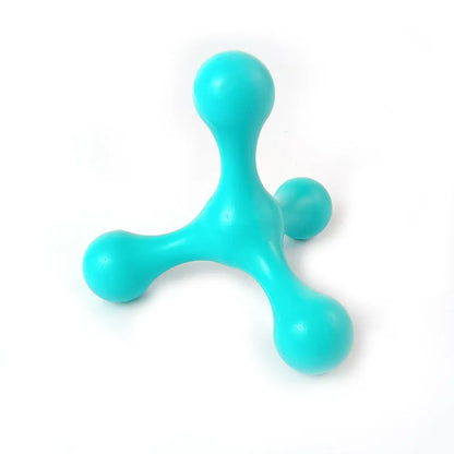 Blue three-legged silicone chew toy for small and medium dogs measuring 9.5cm with beef flavour