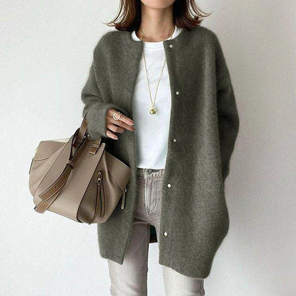 A stylish and cozy knit cardigan jacket in a variety of colors, perfect for autumn and winter wear