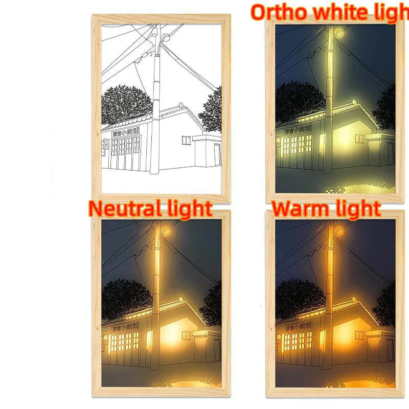 Customizable illuminated picture frame with adjustable LED lighting for home decor