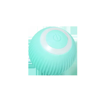 Green automatic rotating ball cat toy with 43mm diameter for interactive pet play