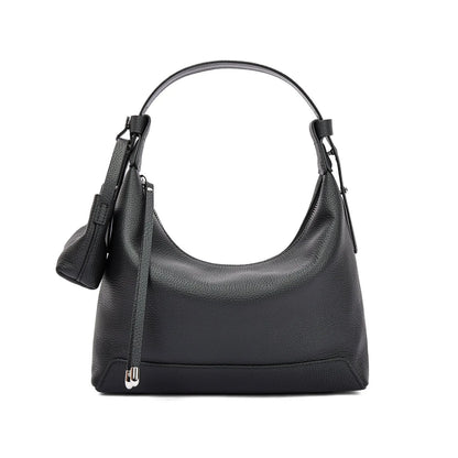 Genuine leather ladies shoulder bag in urban simplicity style available in three colours