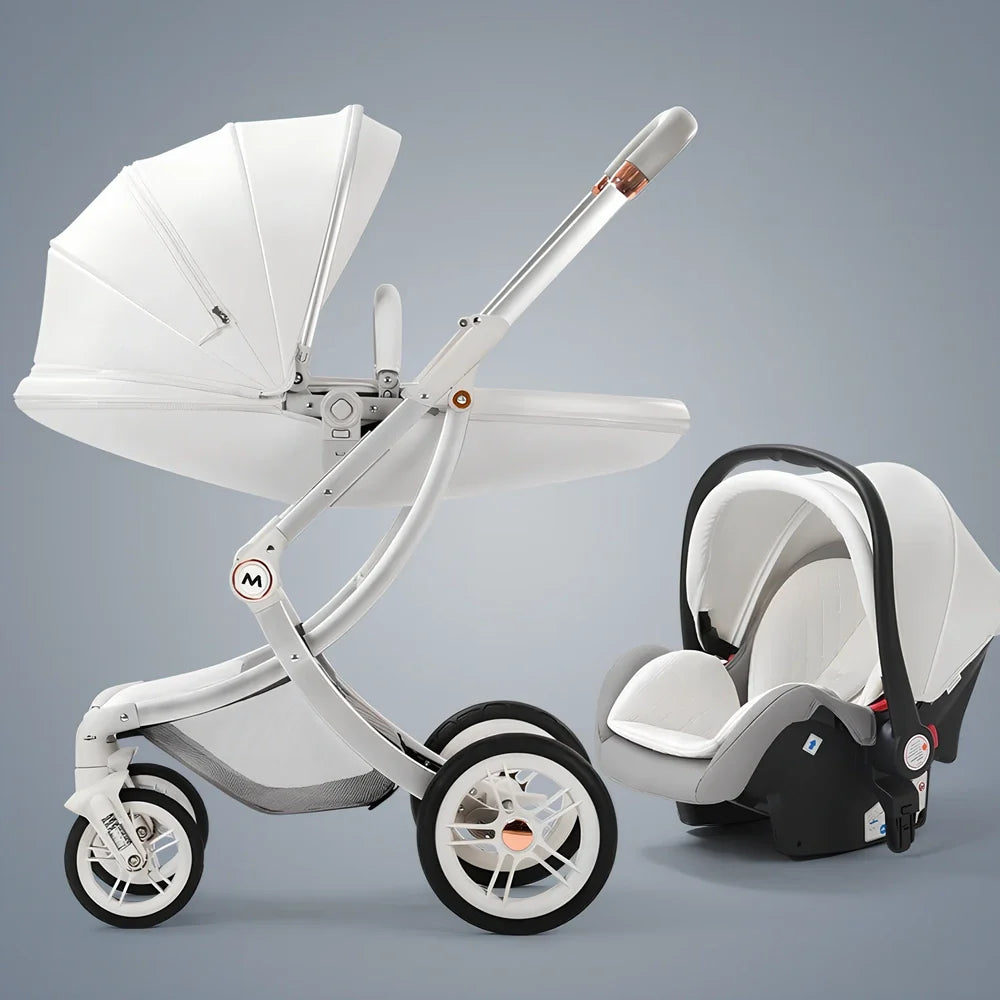 Aluminium baby stroller with reversible seat and storage basket in Caesar Brown colour